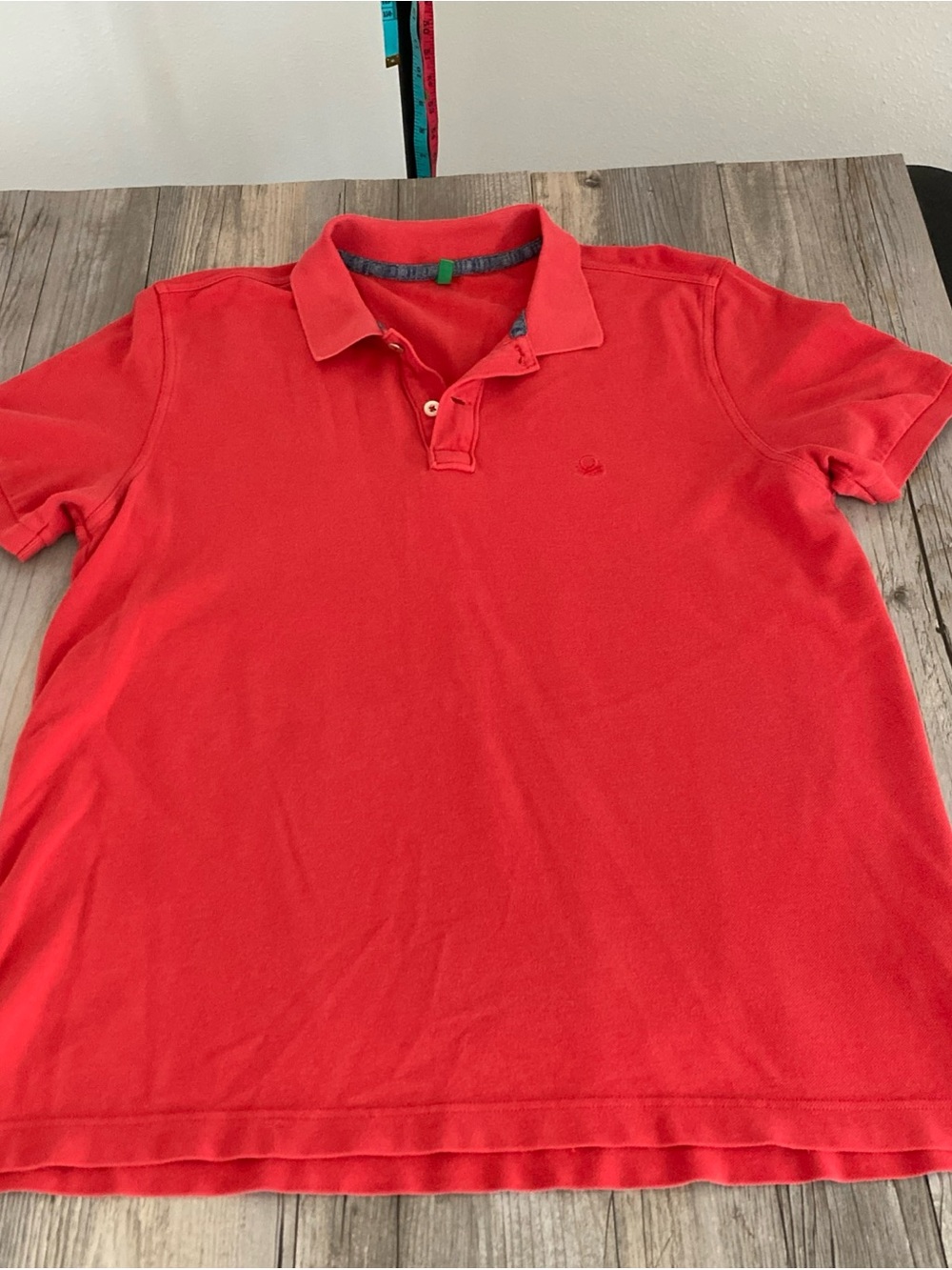 United Colors Of Benetton Mens 2 Button Placket Red Polo Shirt Large